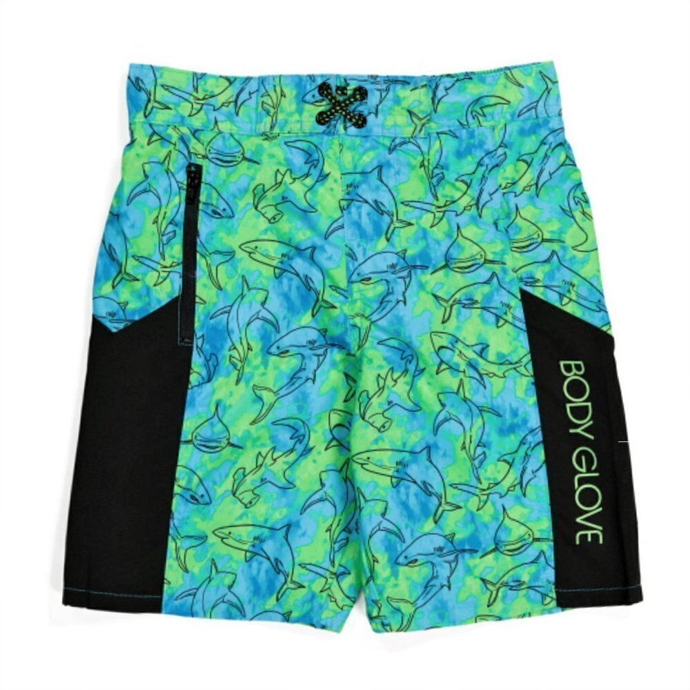 NWT Body Glove Big Boys Printed Built-in Mesh Briefs Swim Trunks